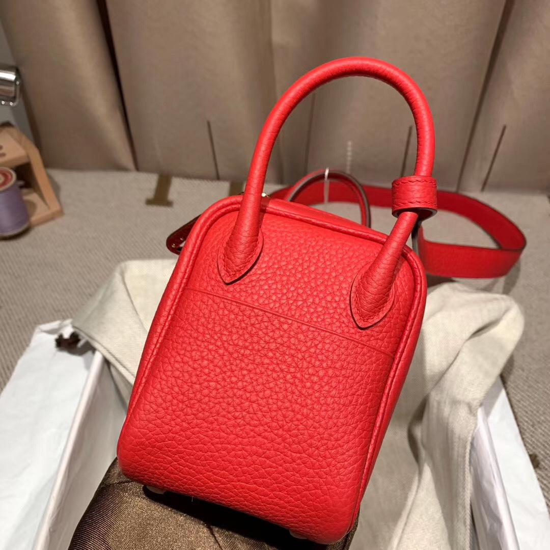 에르메스 미니 린디백19 레드 은장 끌레망스 가죽